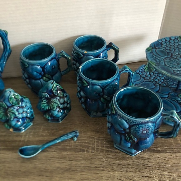 Vtg Inarco Mood Indigo Blue Dish Set - Picture 3 of 10